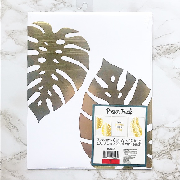 Tropical Monstera Leaf Poster Pack - Gold 💛 - Picture 2 of 3